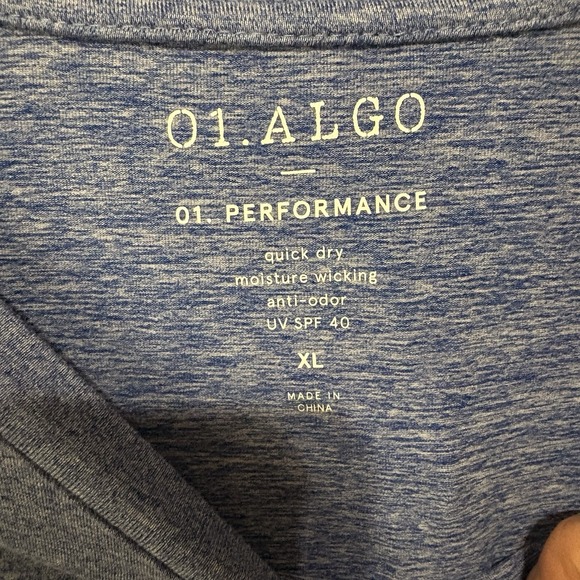 01.Algo Performance Shirt Mens Sz‎ XL Blue Moisture Wicking UV SPF 40+ Stretch - Picture 3 of 6